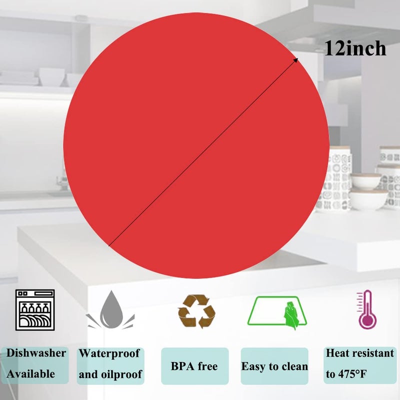 QTECLOR Multi-Purpose Silicone Original Microwave Mat | BPA Free, Food Grade Safe, Heat Resistant to 475Â°F, Dishwasher Safe - Splatter Guard, Hot Pad, Pot Holder, Minimize Mess,12 Inch, 2PCS (red) (Red) - Image 4